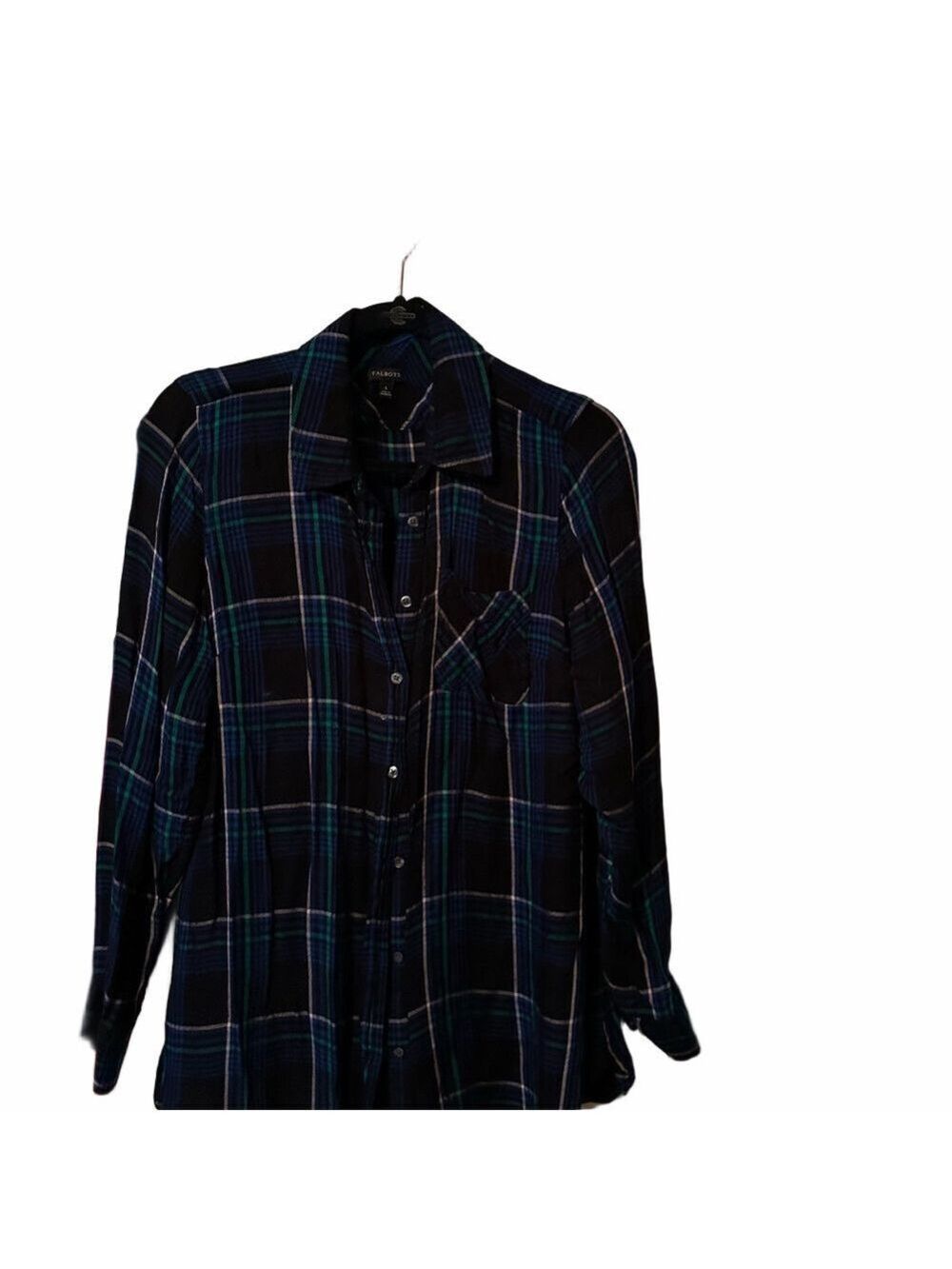 Talbots Plaid Shirt Blue Green